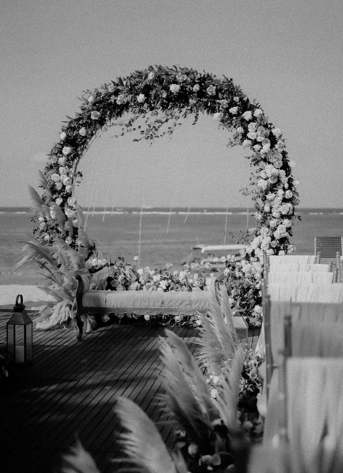 Wedding venue setup featuring an elegant wedding arch from Archbride, ready for a ceremony in Los Angeles.